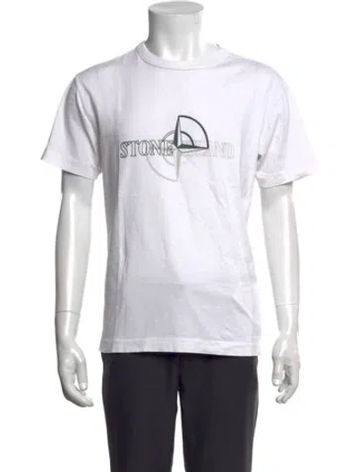 Pre-owned Stone Island Graphic Print Crew Neck T-shirt In White