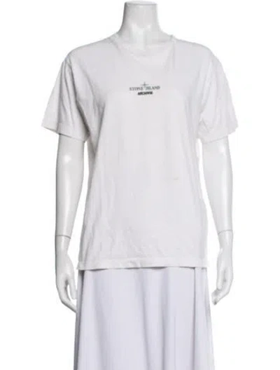 Pre-owned Stone Island Graphic Print Crew Neck T-shirt In White
