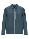Stone Island Overshirt With Logo Badge And Chest Pocket In Blue