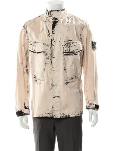 Pre-owned Stone Island Graphic Print Moto Jacket In Neutral