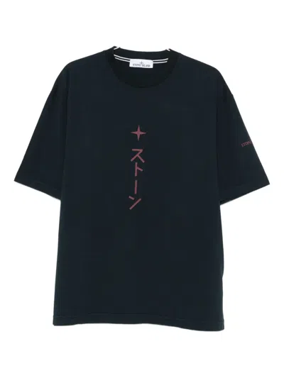 Stone Island Graphic-print T-shirt In Blue