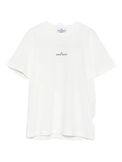 Stone Island Kids' Graphic-print T-shirt In White