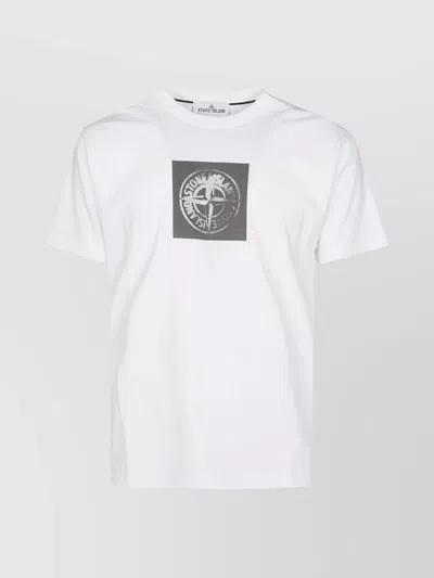 Stone Island Compass-print Cotton T-shirt In Blue