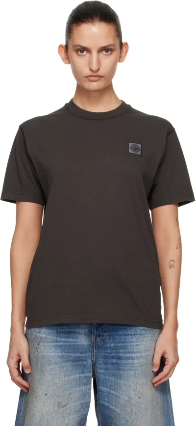 Stone Island Gray 2100026 Organic Cotton Jersey 'fissato' Effect T-shirt In Brown