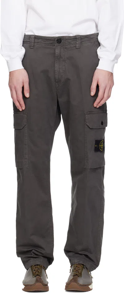 Stone Island Gray 3100011 Organic Broken Twill Old Effect Cargo Pants