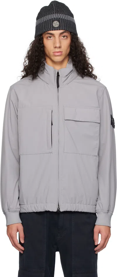 Stone Island Gray 40527 Soft Shell-r Primaloft Insulated Jacket In V0060 Grey