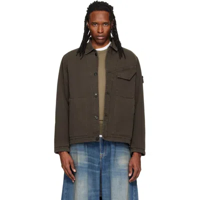 Stone Island Gray 4100048 Organic Panama Cotton Jacket In Brown