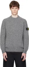 Stone Island Grey Wool Sweater With Logo