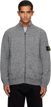 Stone Island Gray 5100051 Wool Cardigan In Gray