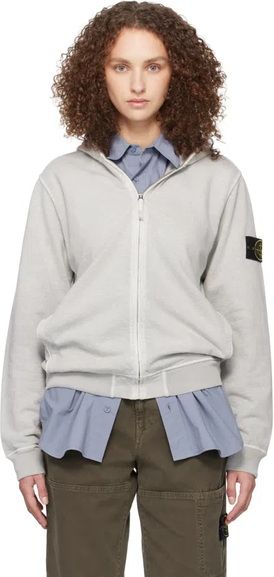 Stone Island Gray 6100032 Malfilé Fleece Old Effect Hoodie