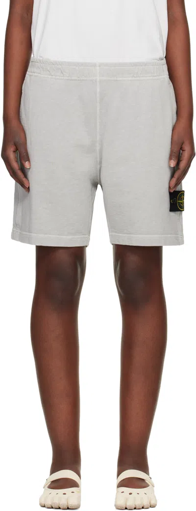 Stone Island Gray 6200014 Malfilé Fleece Old Effect Shorts