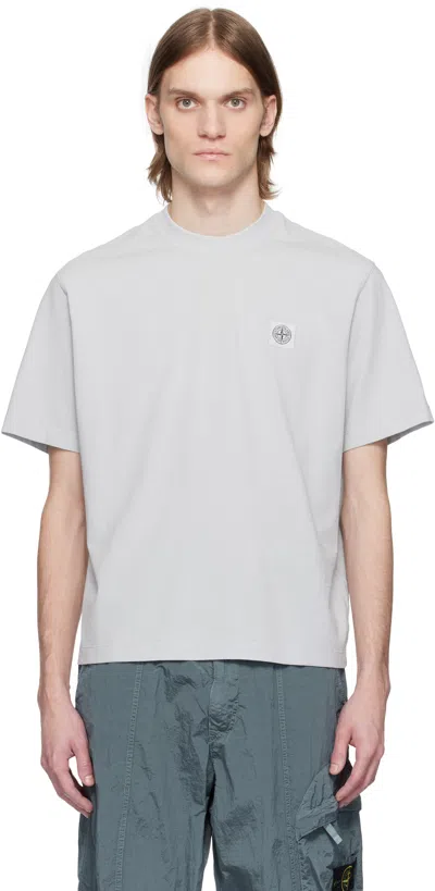 Stone Island Gray Combed Organic Cotton Jersey T-shirt In V0061 Pearl Grey
