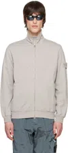 Stone Island Gray Cotton Stretch Zip Up Jacket In V0064 Dust