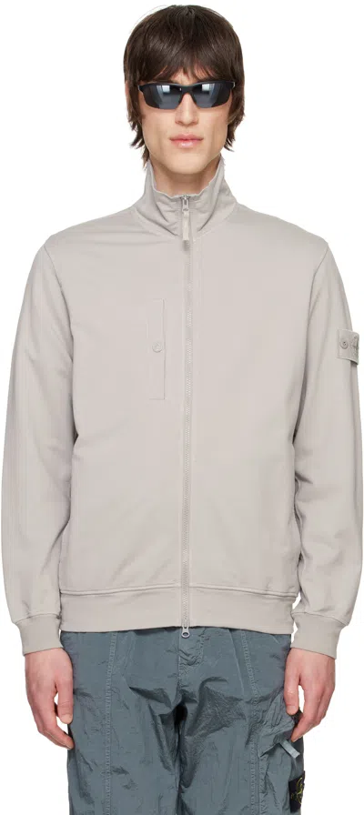Stone Island Gray Cotton Stretch Zip Up Jacket In V0064 Dust
