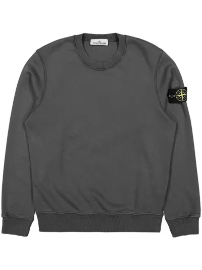 Stone Island Gray Cotton Sweatshirt With Classic Crew Neckline In Grey