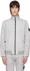 Stone Island Gray Crinkle Reps R-ny Jacket In V0061 Pearl Grey