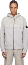 Stone Island Gray Crinkle Reps R-ny Jacket In V0061 Pearl Grey