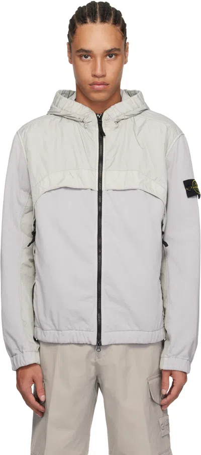 Stone Island Gray Crinkle Reps R-ny Jacket In V0061 Pearl Grey