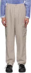 Stone Island Gray Diagonal Linen Cargo Pants In V0064 Dust