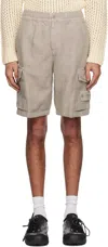 Stone Island Gray Diagonal Linen Cargo Shorts In V0064 Dust