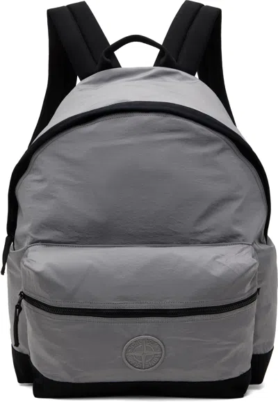 Stone Island Gray Econyl Nylon Metal Backpack In V0061 Pearl Grey