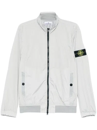 Stone Island Gray Jacket With Lightweight Design And Stand-up Collar In Grey