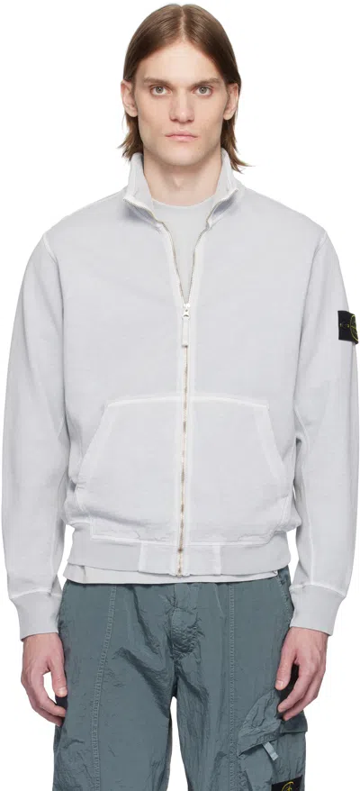 Stone Island Gray Mafilé Fleece Old Effect Sweatshirt In V0161 Pearl Grey