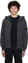 Stone Island Front Zip Closure Grey Zipper Hoodie In V0165 Charcoal