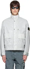 Stone Island Gray Mussola Gommata-tc Jacket In V0061 Pearl Grey