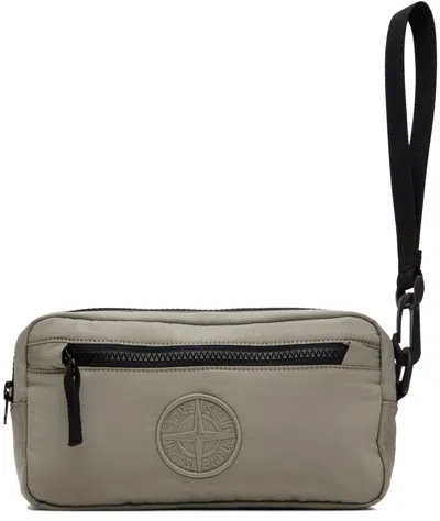 Stone Island Gray Nylon Metal Detachable Pouch In V0097 Plaster