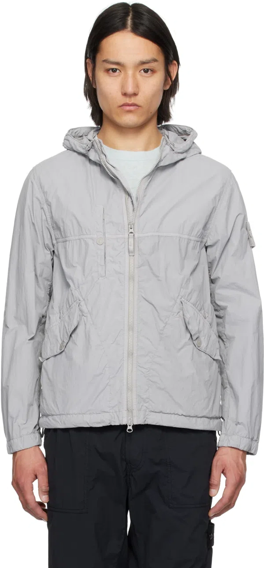 Stone Island Gray Nylon Smerigliato Ghost Jacket In V0064 Dust