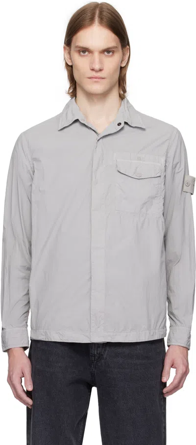 Stone Island Gray Nylon Smerigliato Ghost Overshirt In V0064 Dust