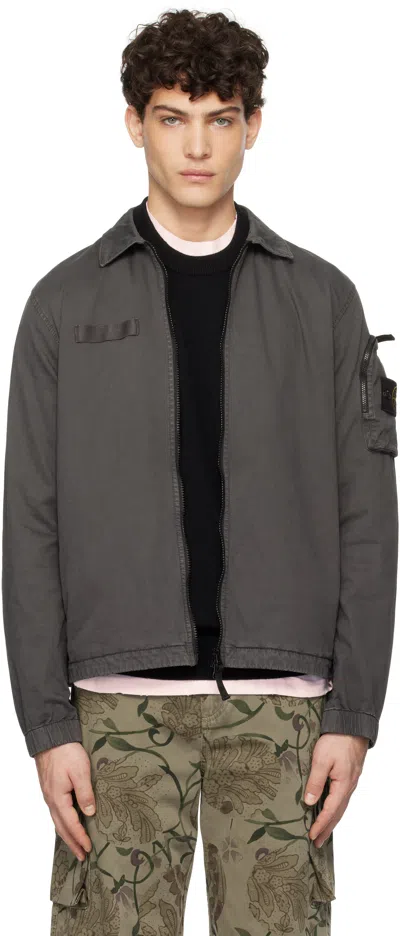Stone Island Gray Organic Broken Twill 'old' Jacket In V0165 Charcoal
