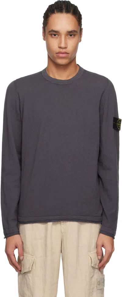 STONE ISLAND GRAY ORGANIC COTTON & NYLON SWEATER