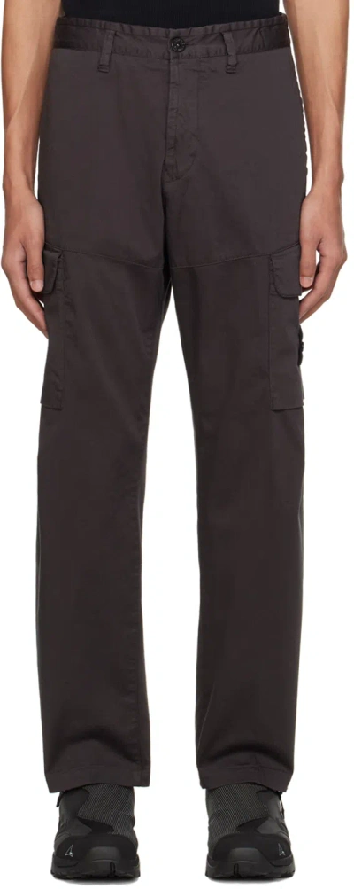 Stone Island Gray Patch Cargo Pants In V0065 Charcoal