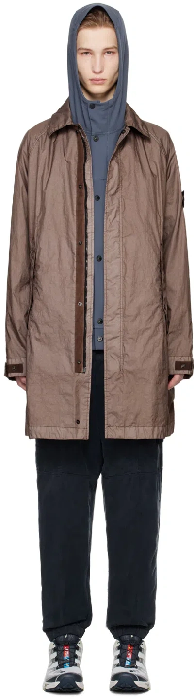 Stone Island Gray Patch Coat In V0092 Dove Grey