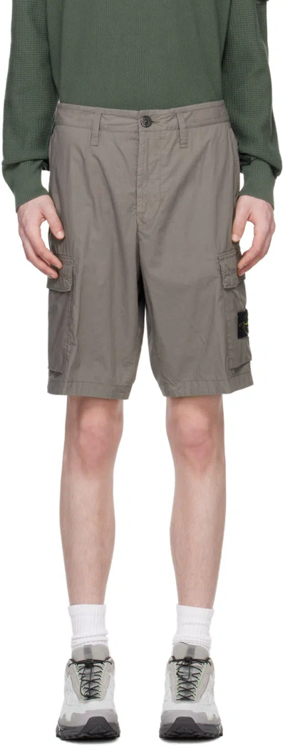 Stone Island Gray Patch Shorts In V0092 Dove Grey