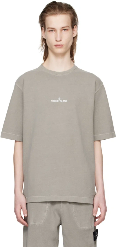Stone Island Gray Patch T-shirt In V0064 Dust