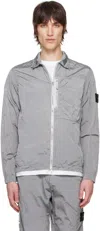 Stone Island Gray Regenerated Nylon Metal Econyl Overshirt In V0061 Pearl Grey