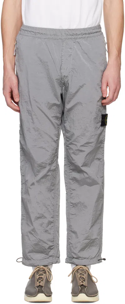 Stone Island Gray Regenerated Nylon Metal Econyl Sweatpants In V0061 Pearl Grey