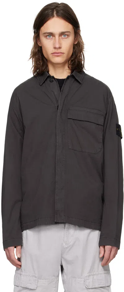 Stone Island Gray Regular Fit Overshirt Jacket In V0065 Charcoal