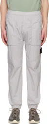 Stone Island Gray Stretch Cotton Tela Paracadute Sweatpants In V0061 Pearl Grey