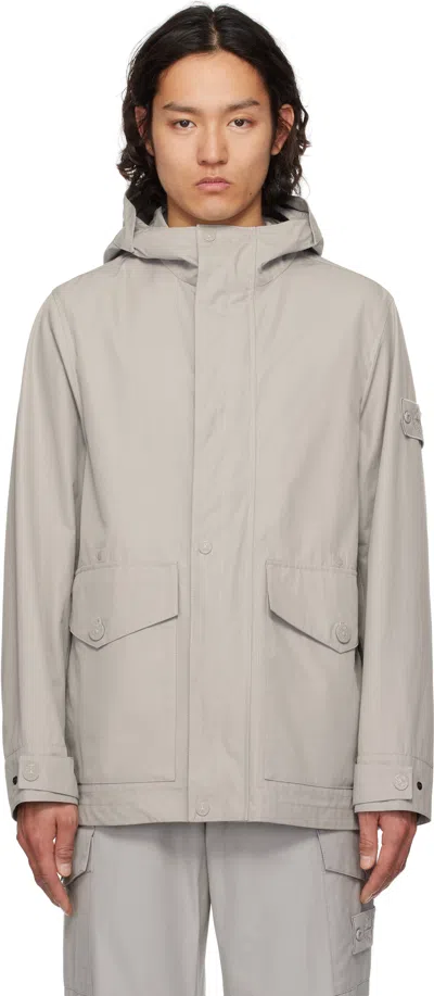Stone Island Gray Weatherproof Cotton Canvas Coat In V0064 Dust