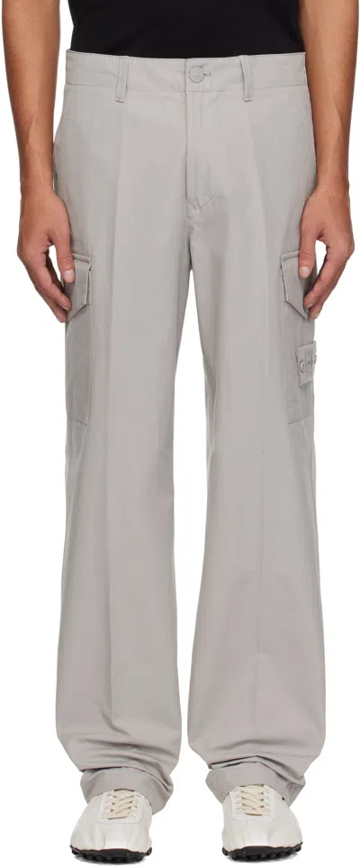 Stone Island Gray Weatherproof Cotton Canvas Ghost Cargo Pants In V0064 Dust