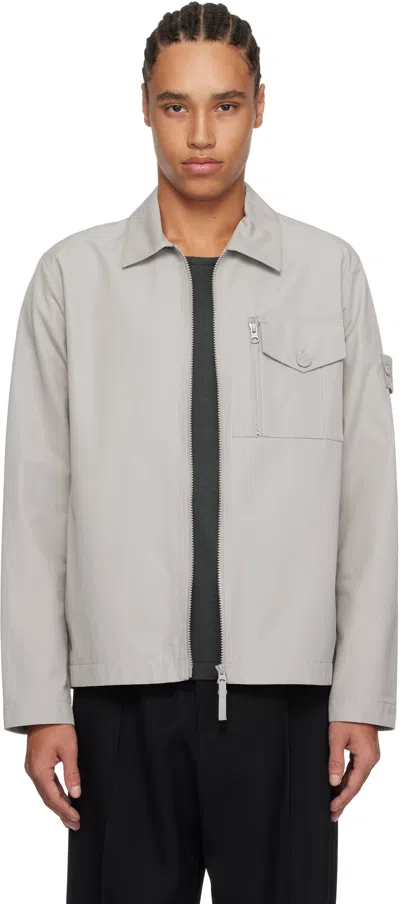 Stone Island Gray Weatherproof Cotton Canvas Ghost Jacket In V0064 Dust