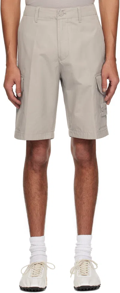 Stone Island Gray Weatherproof Cotton Canvas Ghost Shorts In Grey