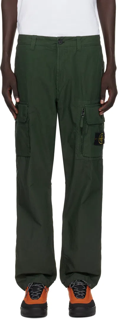 Stone Island Green 3100006 Canvas Weave Cotton Cargo Pants