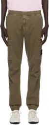 Stone Island Green 3100033 Stretch Organic Broken Twill Cotton Cargo Pants In Brown
