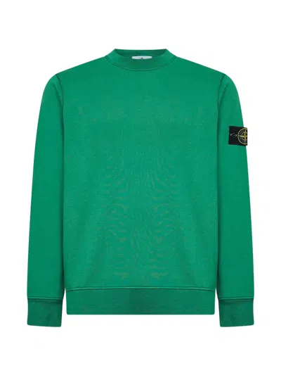 Stone Island Green Badge Detail Cotton Sweater