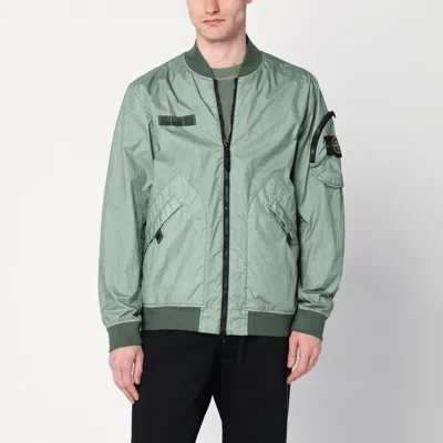 STONE ISLAND GREEN BOMBER JACKET IN LIGHTWEIGHT TECHNICAL FABRIC